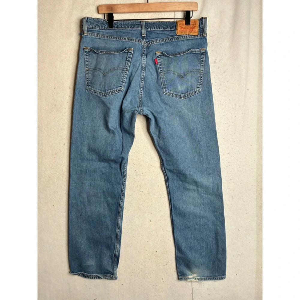 Levis 505 Regular Fit Straight Leg‎ Mens Jeans Medium Wash Blue 36x30